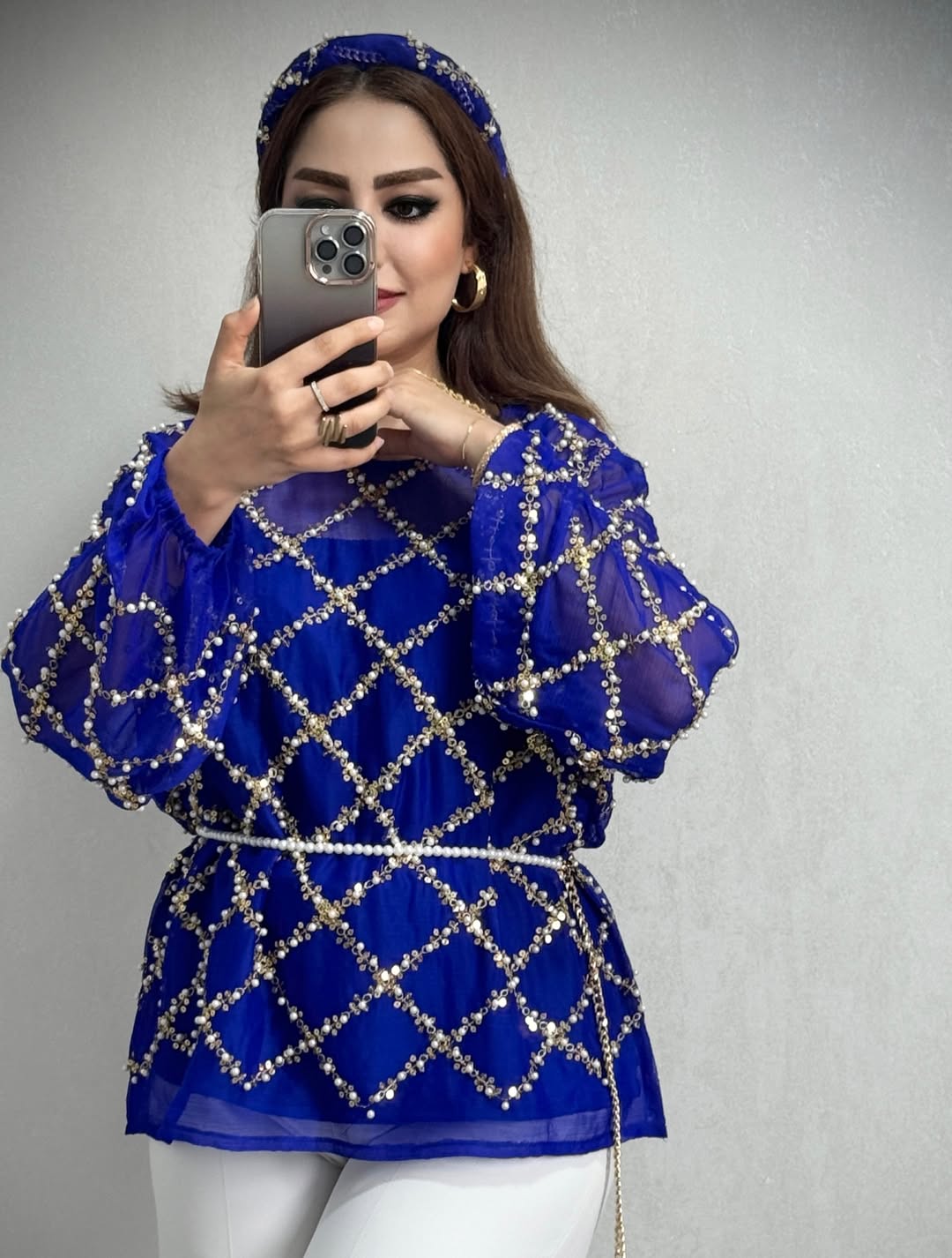شومیز زنانه پولک‌دوزی و مروارید
